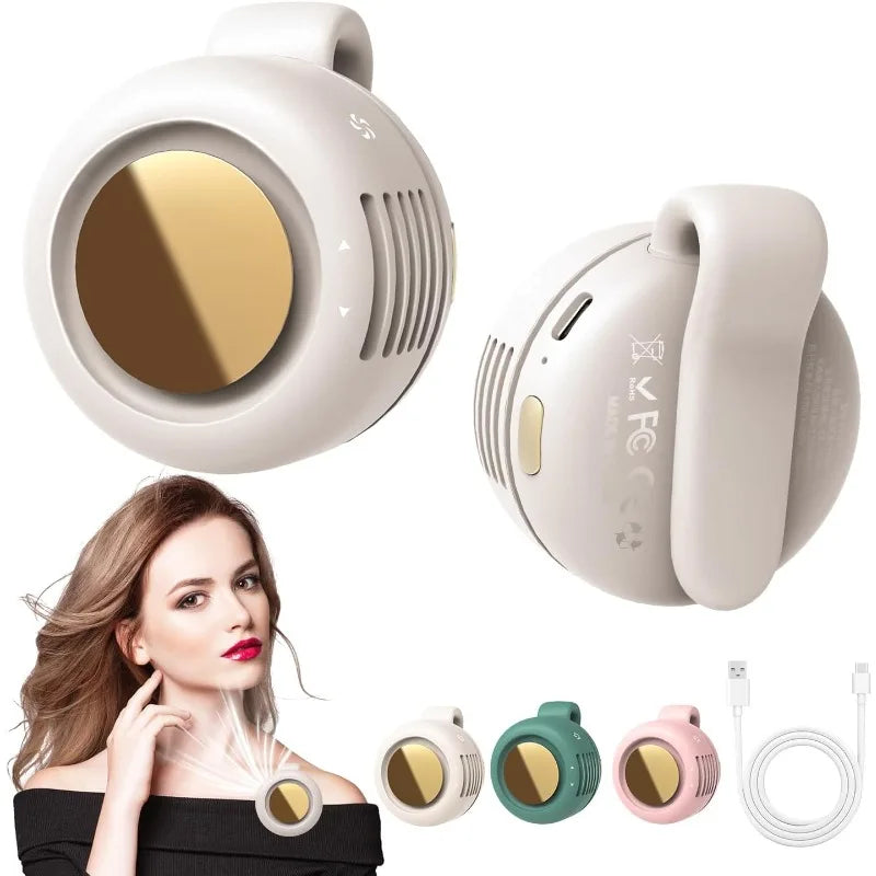 Portable Bladeless Clip-On Mini Fan – USB Rechargeable, 3-Speed Silent Cooling