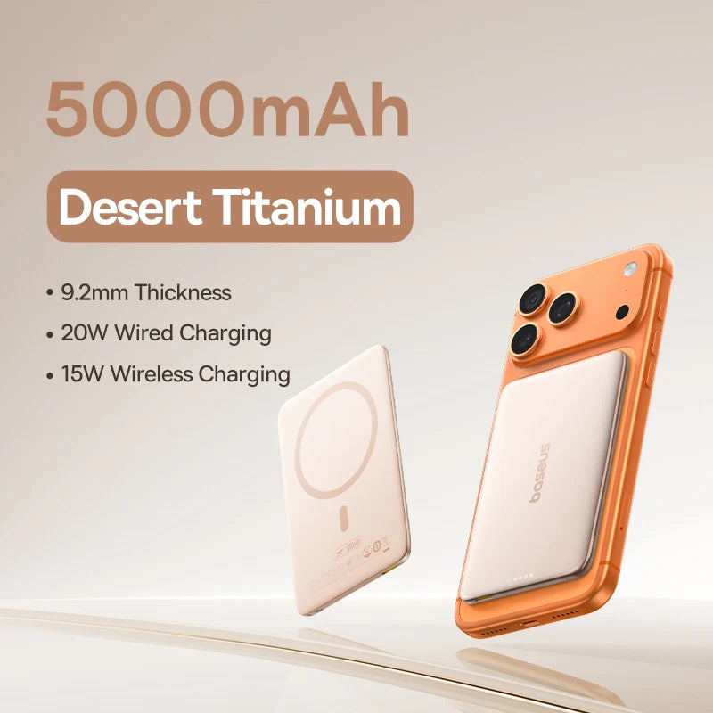 Baseus 5000mAh Magnetic Power Bank | 15W Wireless & 20W USB-C Fast Charging