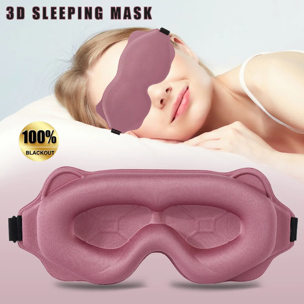 3D Contoured Sleep Mask – Adjustable Light-Blocking Eye Mask
