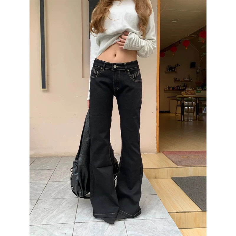 Women's High-Waisted Micro Flare Jeans – Slim Fit Stretch Denim Pants