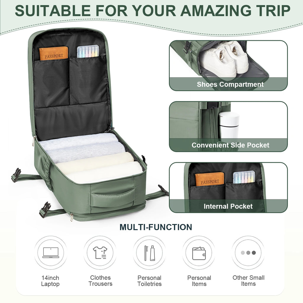 FLCC 40x30x20 Travel Backpack – Cabin Carry-On Laptop Backpack for Men & Women