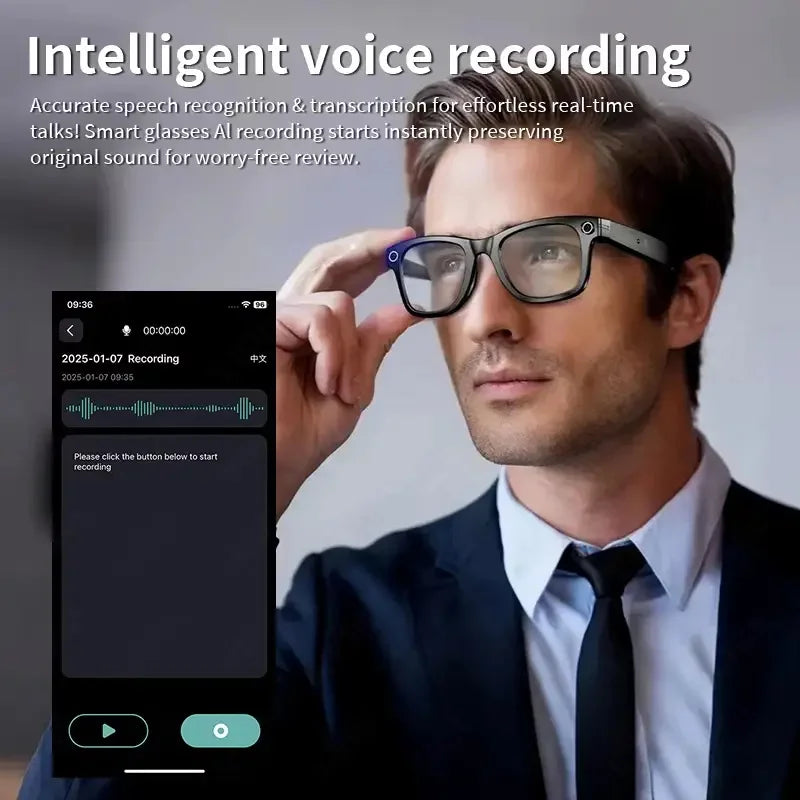 AI Smart Bluetooth Glasses with HD Camera &amp; Voice Assistant
