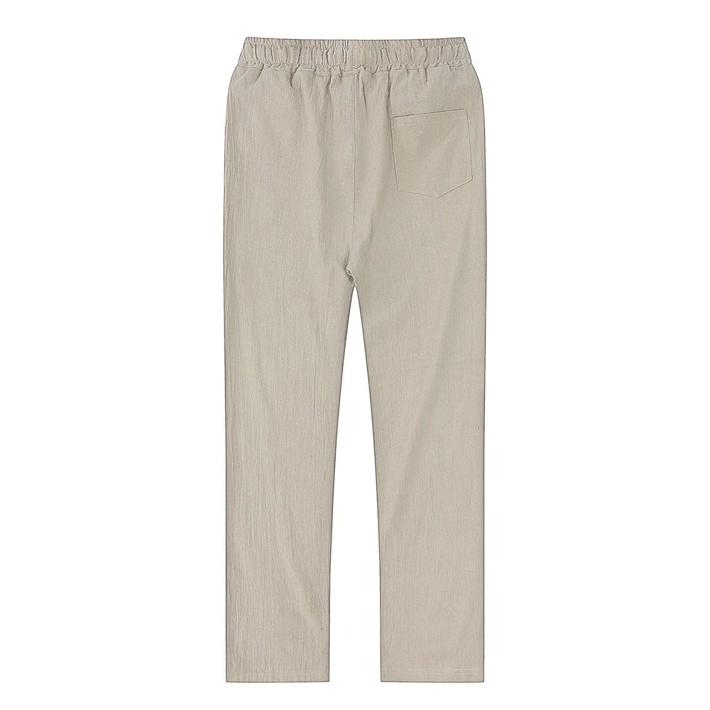 AURELLE Men's Cotton Linen Pants – Breathable Straight-Leg Casual Trousers