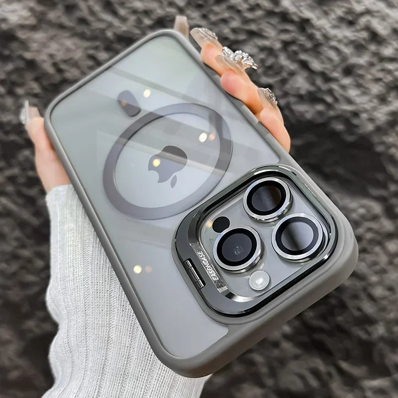 Luxury Magnetic Shockproof Case for iPhone 11–16 Series – Clear Tempered Glass Back Cover with Camera & Lens Protection