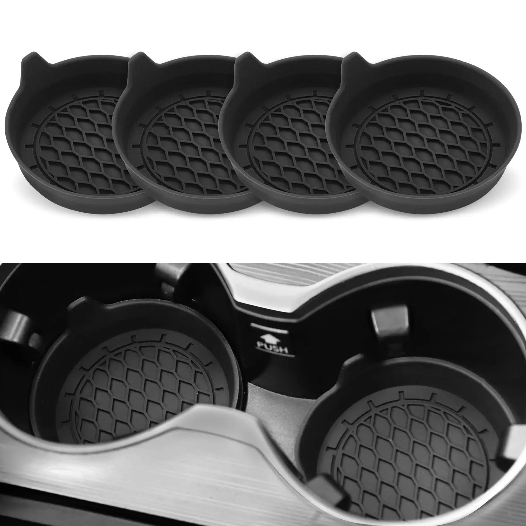 2/4-Pack Silicone Car Cup Holder Coasters – Universal Non-Slip Cup Holder Inserts