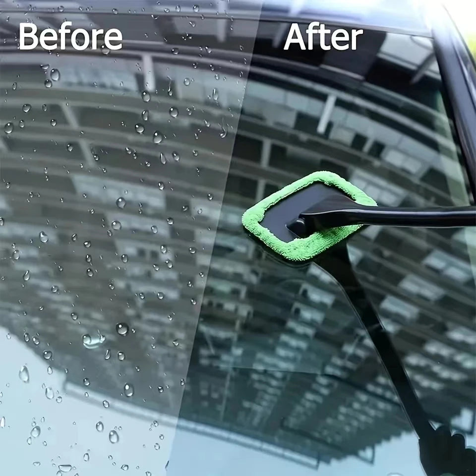 Car Windshield & Window Cleaning Brush Kit – Long-Handle Interior Glass Cleaner