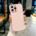 Cute 3D Bear Ear Clear Phone Case with Bear Charm – Shockproof TPU Cover for iPhone
