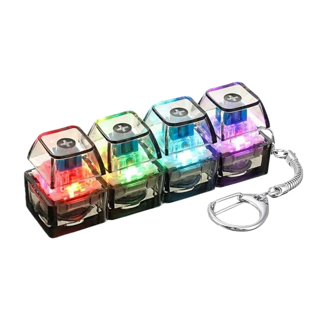 Light-Up Keyboard Keychain with Clickable LED Button – Portable Fidget Keychain