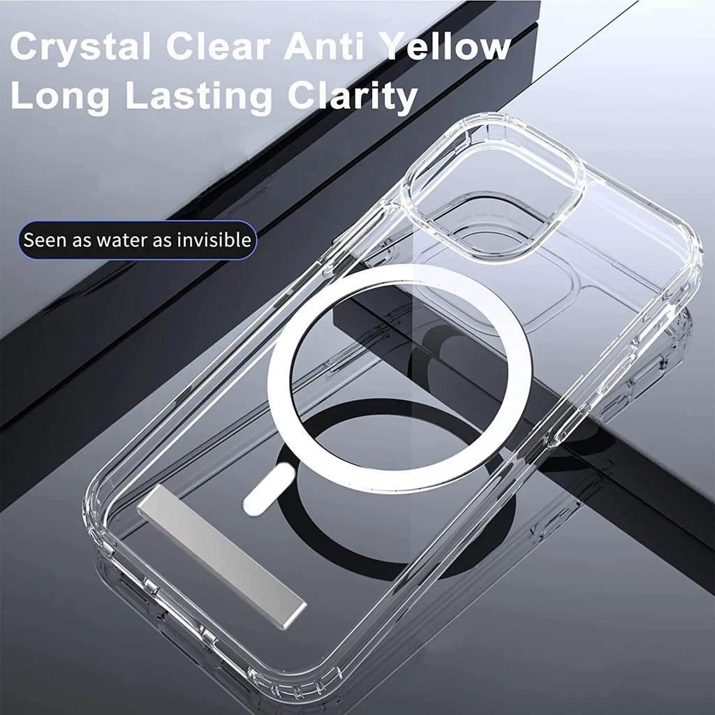 Clear Magnetic iPhone Case with Kickstand – MagSafe Compatible