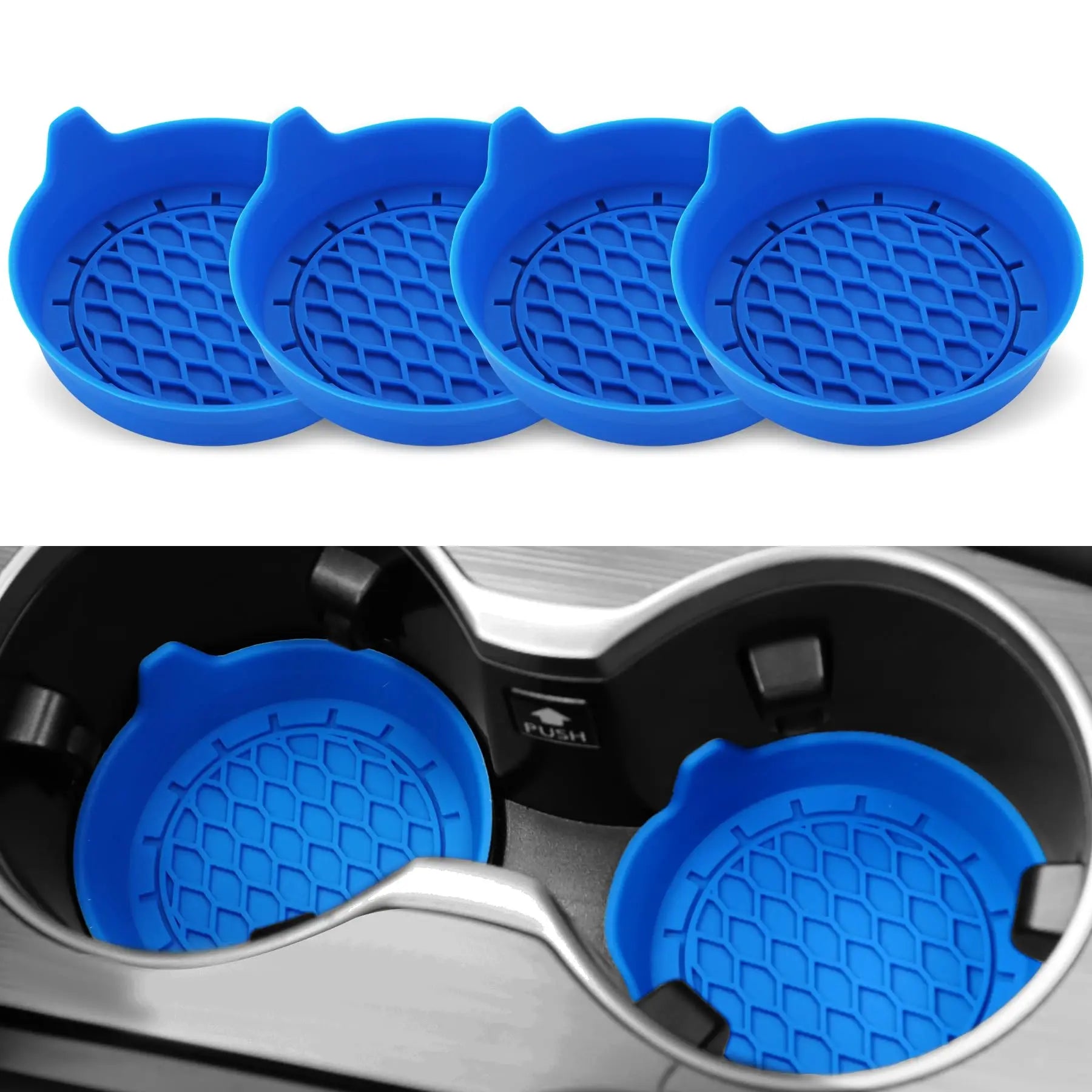 2/4-Pack Silicone Car Cup Holder Coasters – Universal Non-Slip Cup Holder Inserts