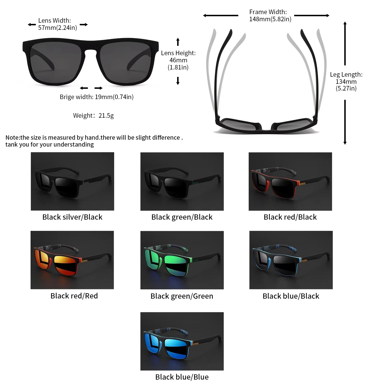 Classic Polarized Square Sunglasses – UV400 Lightweight Sports Eyewear for Driving, Fishing & Cycling