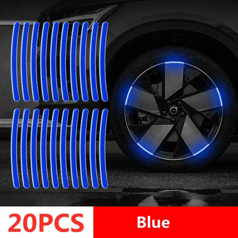 20/40-Piece Reflective Wheel Rim Strips – Colorful Car & Motorcycle Hub Decals