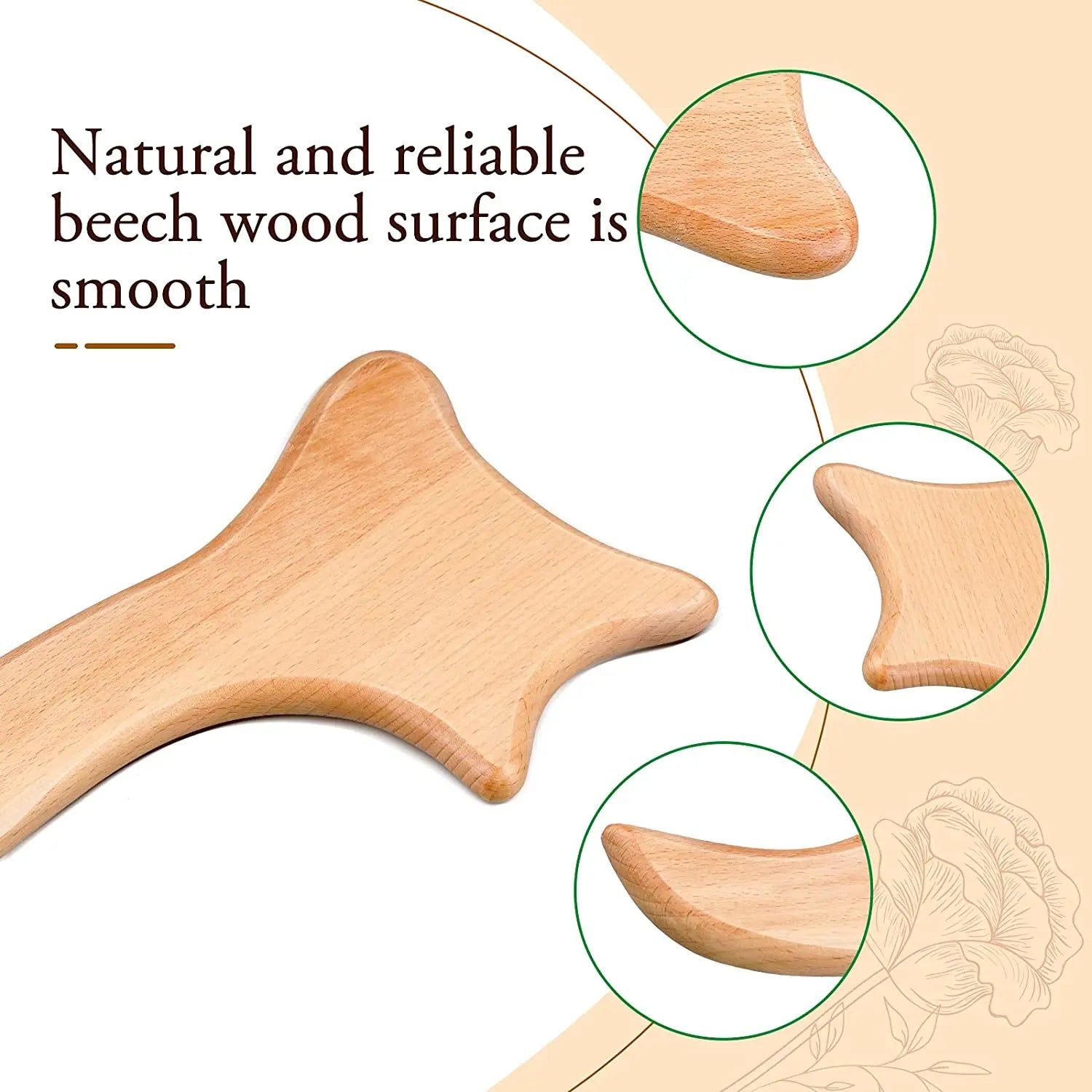 Wooden Gua Sha Body Massager – Beech Wood Maderotherapy Massage Tool