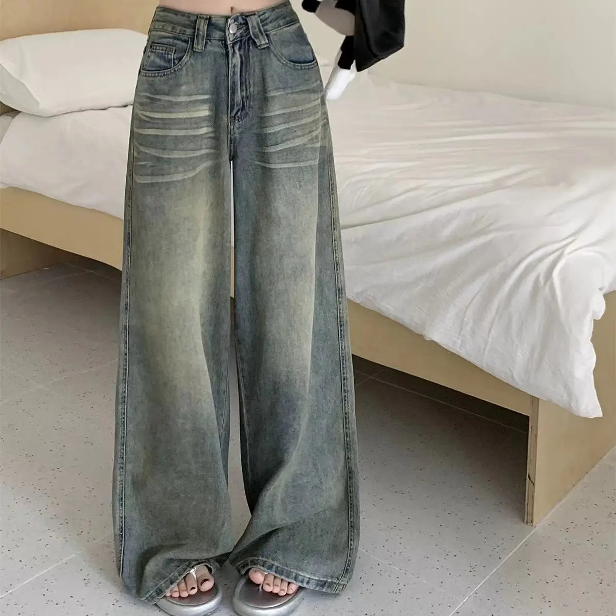 Women's High-Waisted Loose Straight Leg Jeans – Relaxed Denim Pants