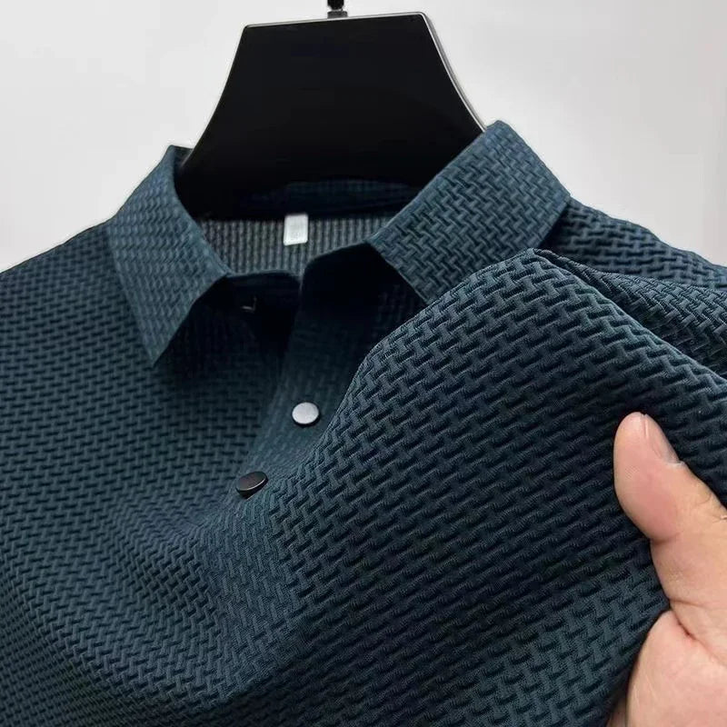 AURELLE Men's Business Casual Polo Shirt – Breathable Stretch Fabric