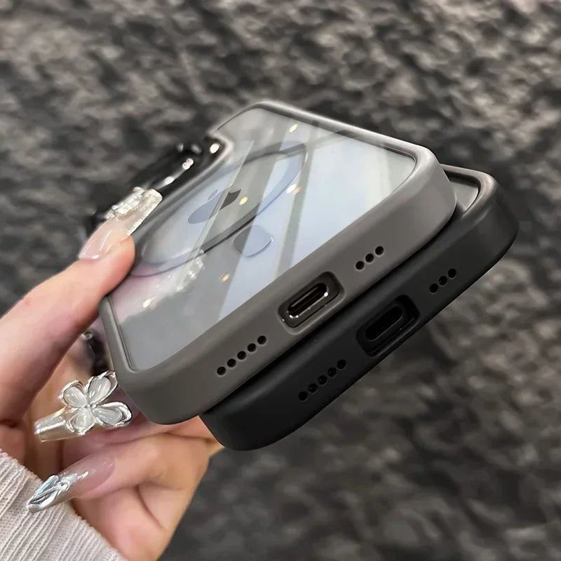 Luxury Magnetic Shockproof Case for iPhone 11–16 Series – Clear Tempered Glass Back Cover with Camera & Lens Protection