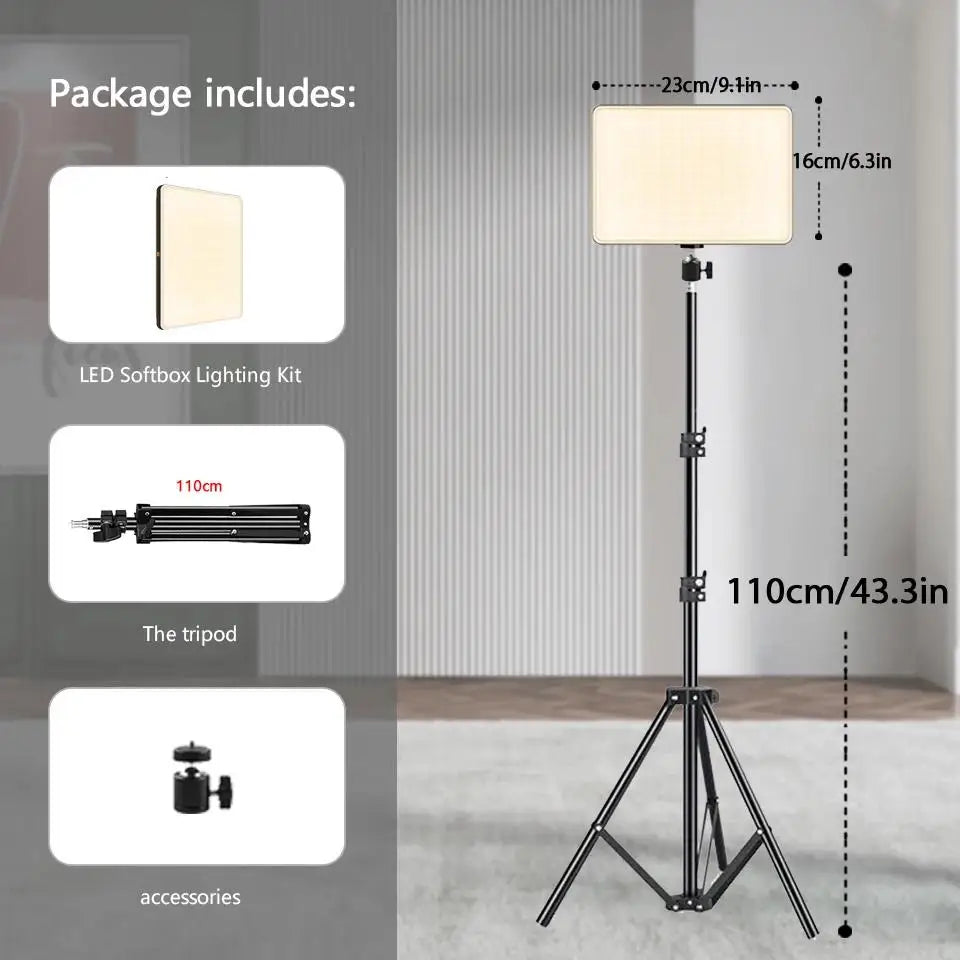 LED Video Light with Tripod – Studio Lighting for Photography & Streaming