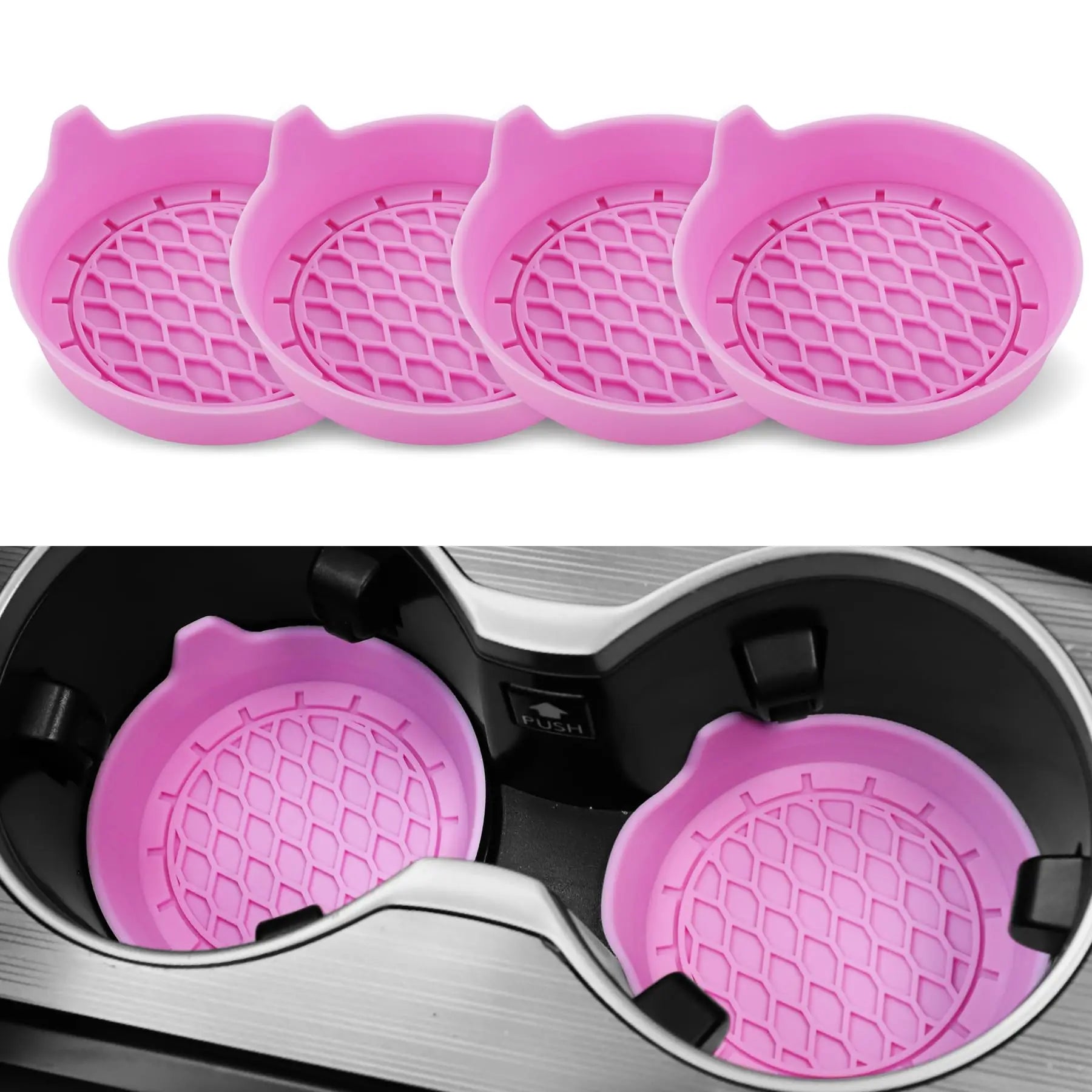 2/4-Pack Silicone Car Cup Holder Coasters – Universal Non-Slip Cup Holder Inserts