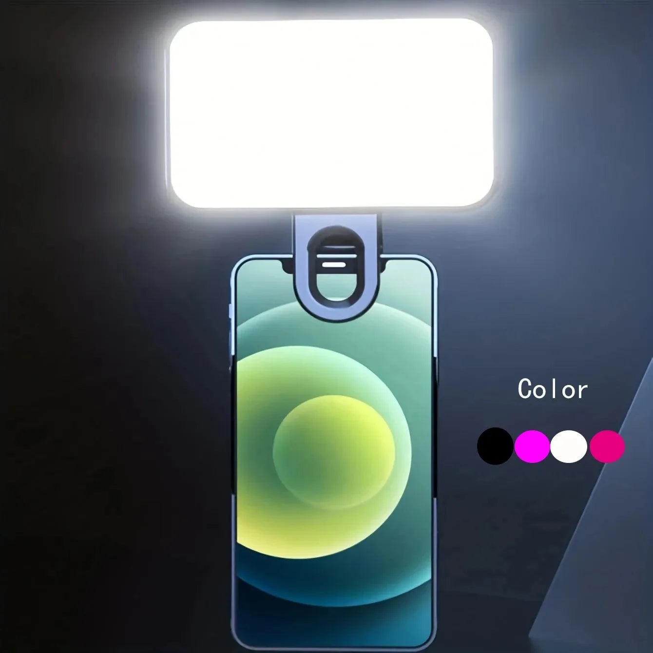 Portable Rechargeable Selfie Fill Light – Clip-On LED Light with 3 Color Modes