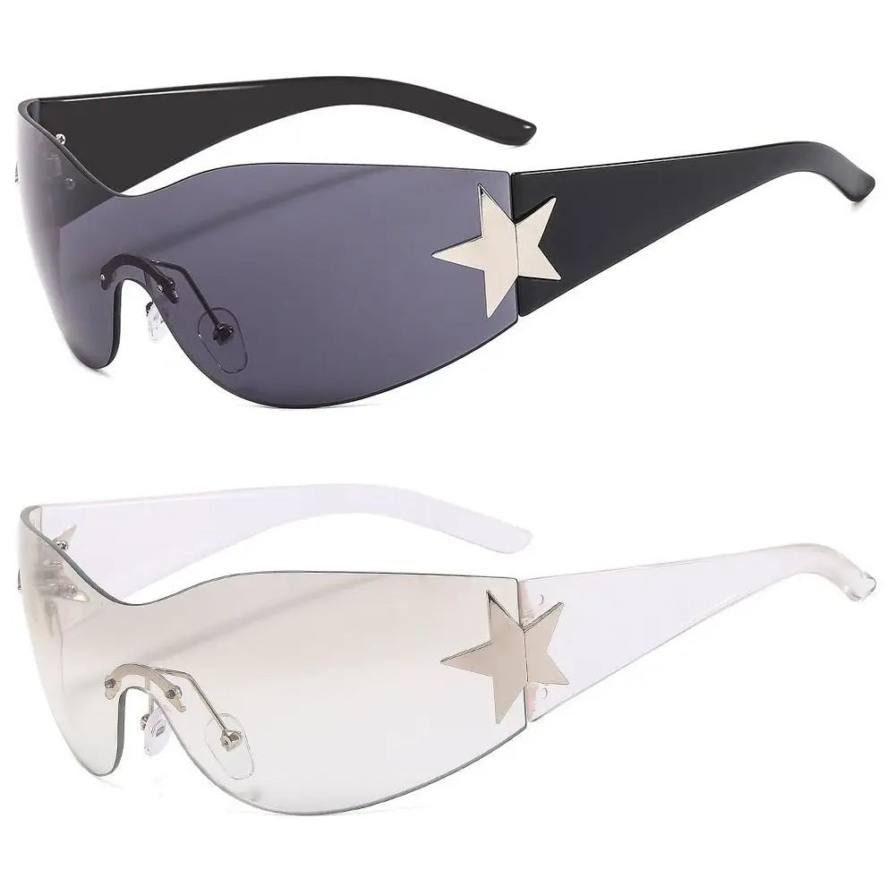 Y2K Rimless Wraparound Sunglasses – UV400 Shield Eyewear for Women & Men