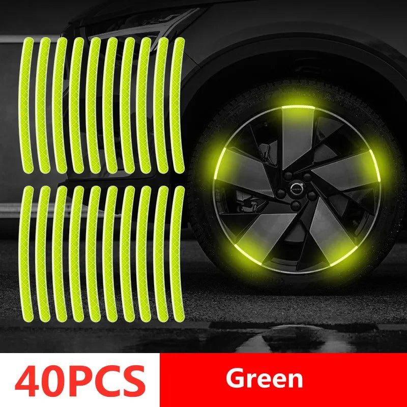 20/40-Piece Reflective Wheel Rim Strips – Colorful Car & Motorcycle Hub Decals