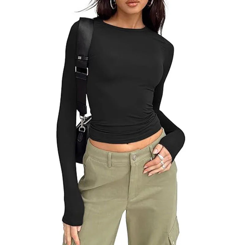Women’s Long Sleeve Slim Fit Crew Neck Top