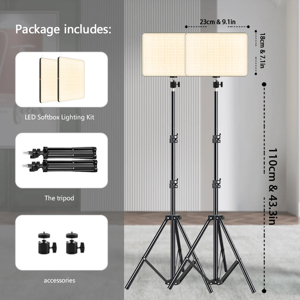 LED Video Light with Tripod – Studio Lighting for Photography & Streaming
