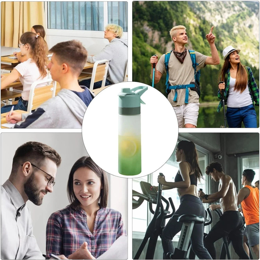 2-in-1 Spray Mist Water Bottle – 650ml Hydration Bottle