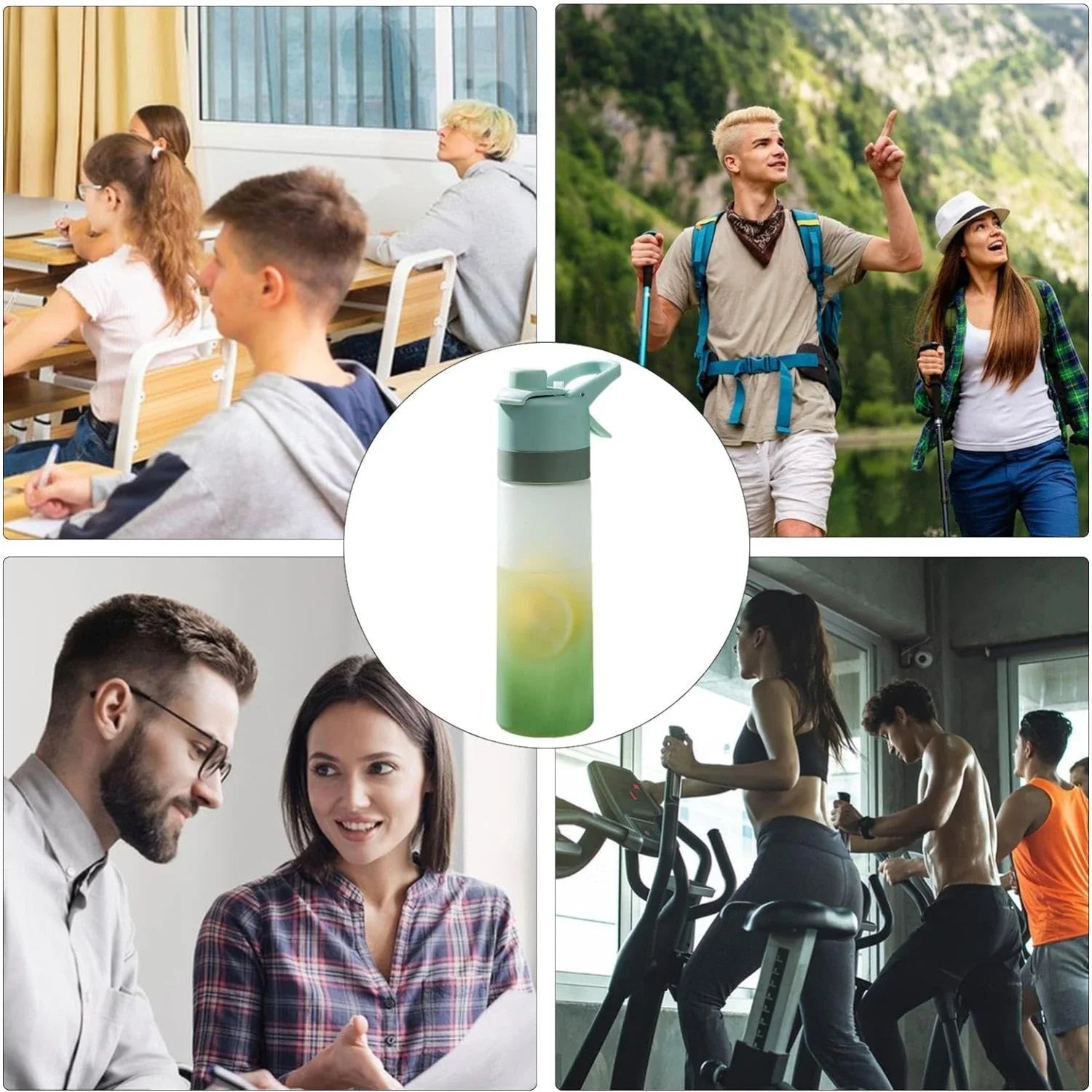 2-in-1 Spray Mist Water Bottle – 650ml Hydration Bottle