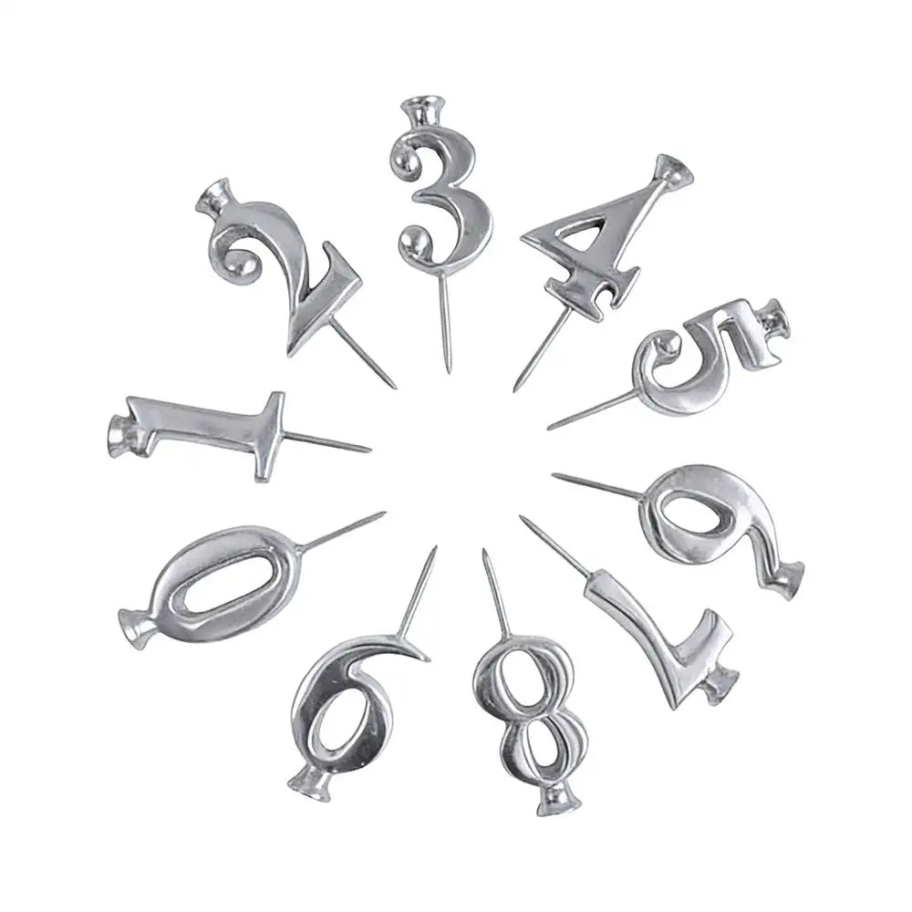 Reusable Silver Number Candle Holder Set (0–9) – Adjustable Birthday Cake Decoration