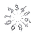 Reusable Silver Number Candle Holder Set (0–9) – Adjustable Birthday Cake Decoration