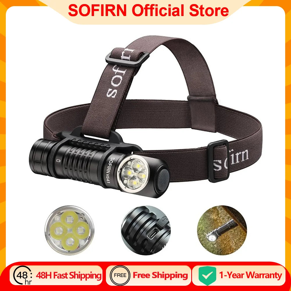 SOFIRN HS41 Headlamp 4000lm 21700 USB C Rechargeable with SST20 LED Torch Indicator with Magnetic Tail Flashlight