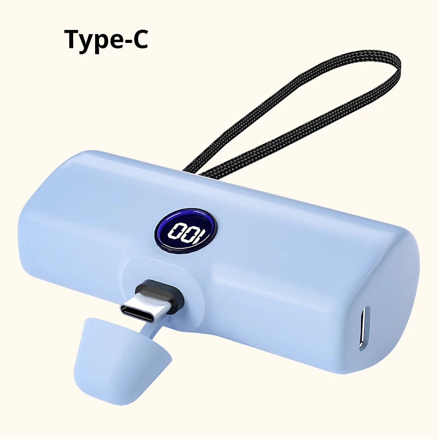 Mini 5000mAh Fast Charging Power Bank | Portable USB-C & Lightning Charger