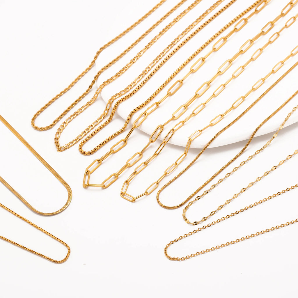 5-Piece 18K Gold PVD Stainless Steel Chain Necklace Set