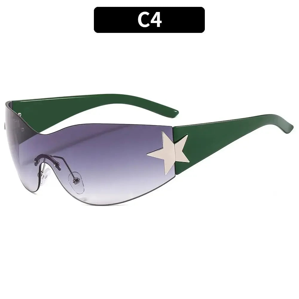 Y2K Rimless Wraparound Sunglasses – UV400 Shield Eyewear for Women & Men