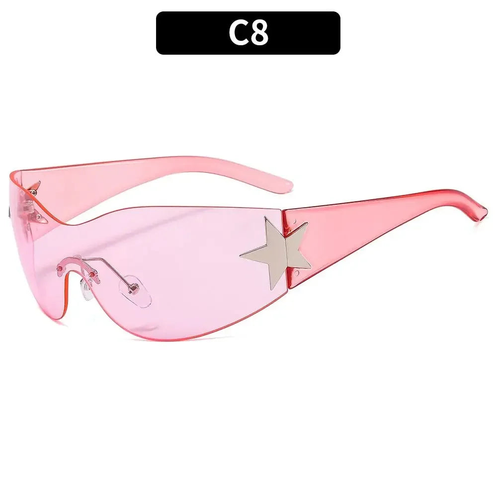 Y2K Rimless Wraparound Sunglasses – UV400 Shield Eyewear for Women & Men