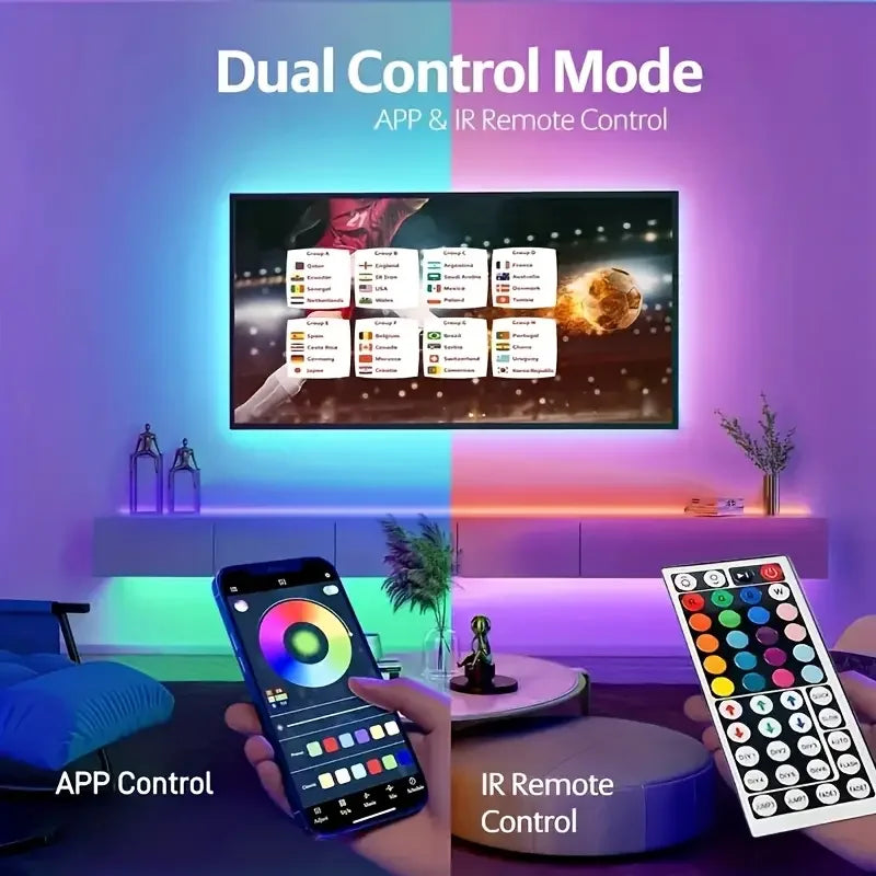 RGB LED Strip Lights with App & Remote Control | USB Color-Changing Room Lights (1M–40M)
