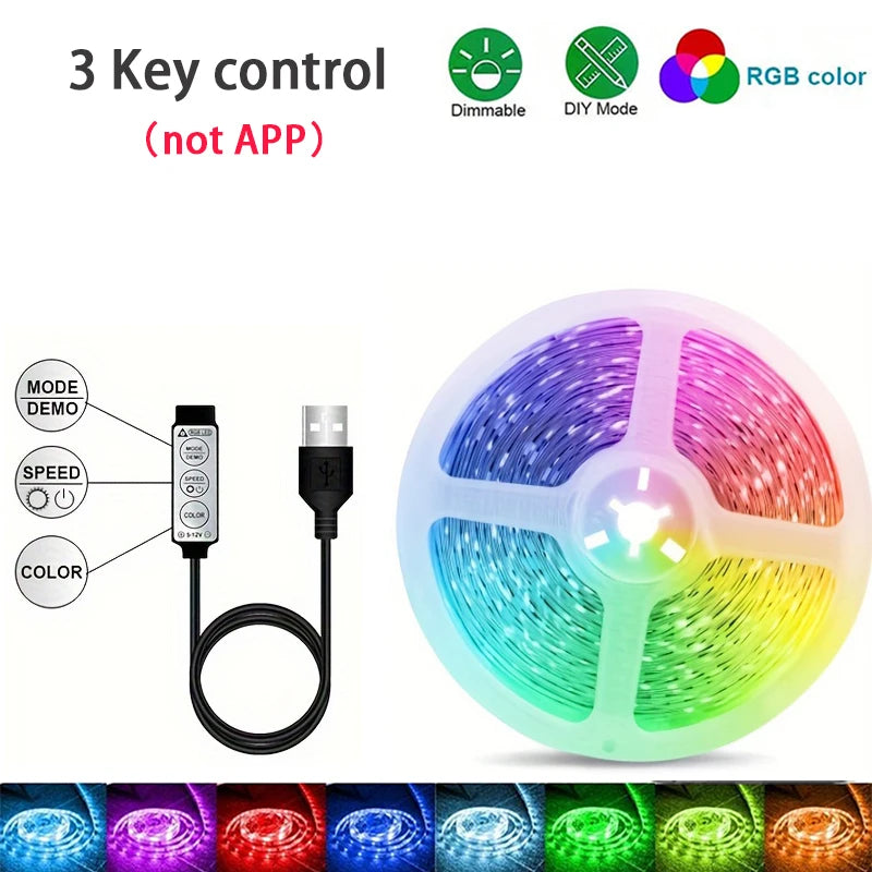 RGB LED Strip Lights with App & Remote Control | USB Color-Changing Room Lights (1M–40M)