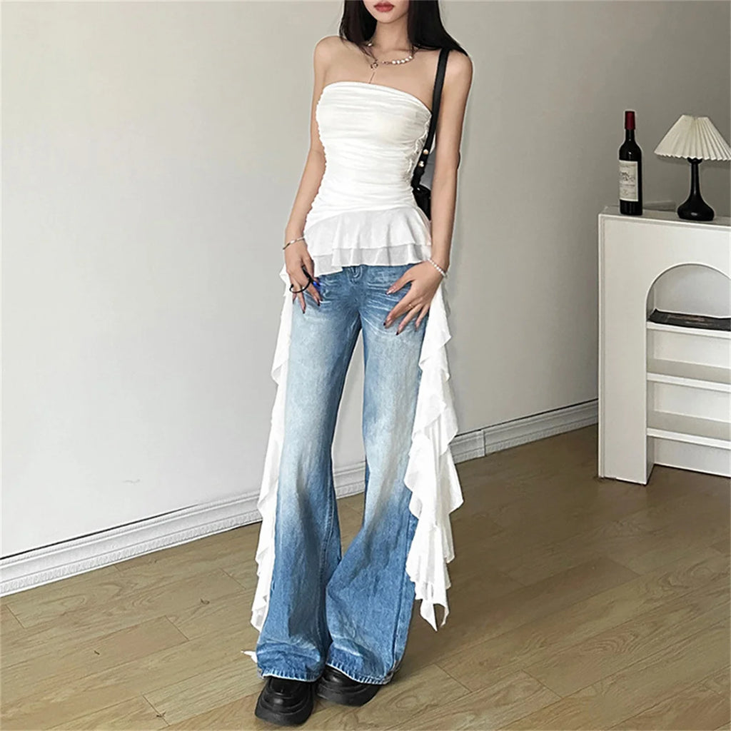 Women's Ribbon Front Sleeveless Tank Top – Solid Casual Summer Vest