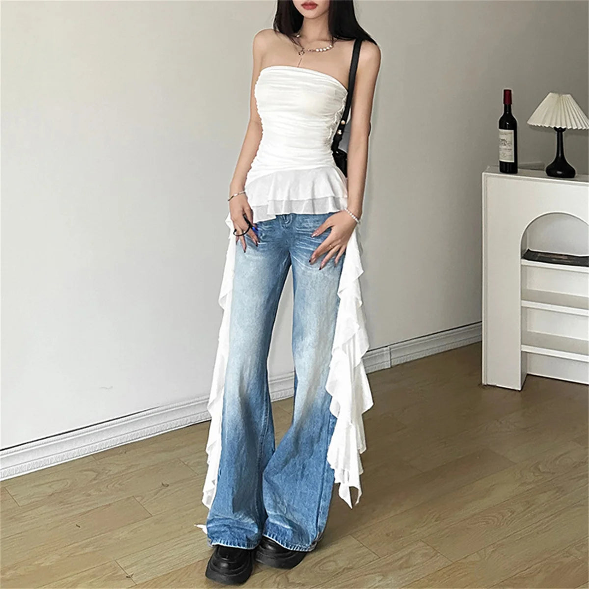 Women's Ribbon Front Sleeveless Tank Top – Solid Casual Summer Vest