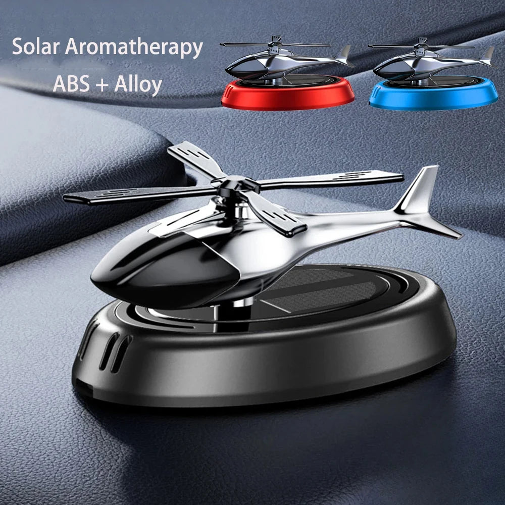 Solar-Powered Rotating Helicopter Car Air Freshener with Aromatherapy Diffuser
