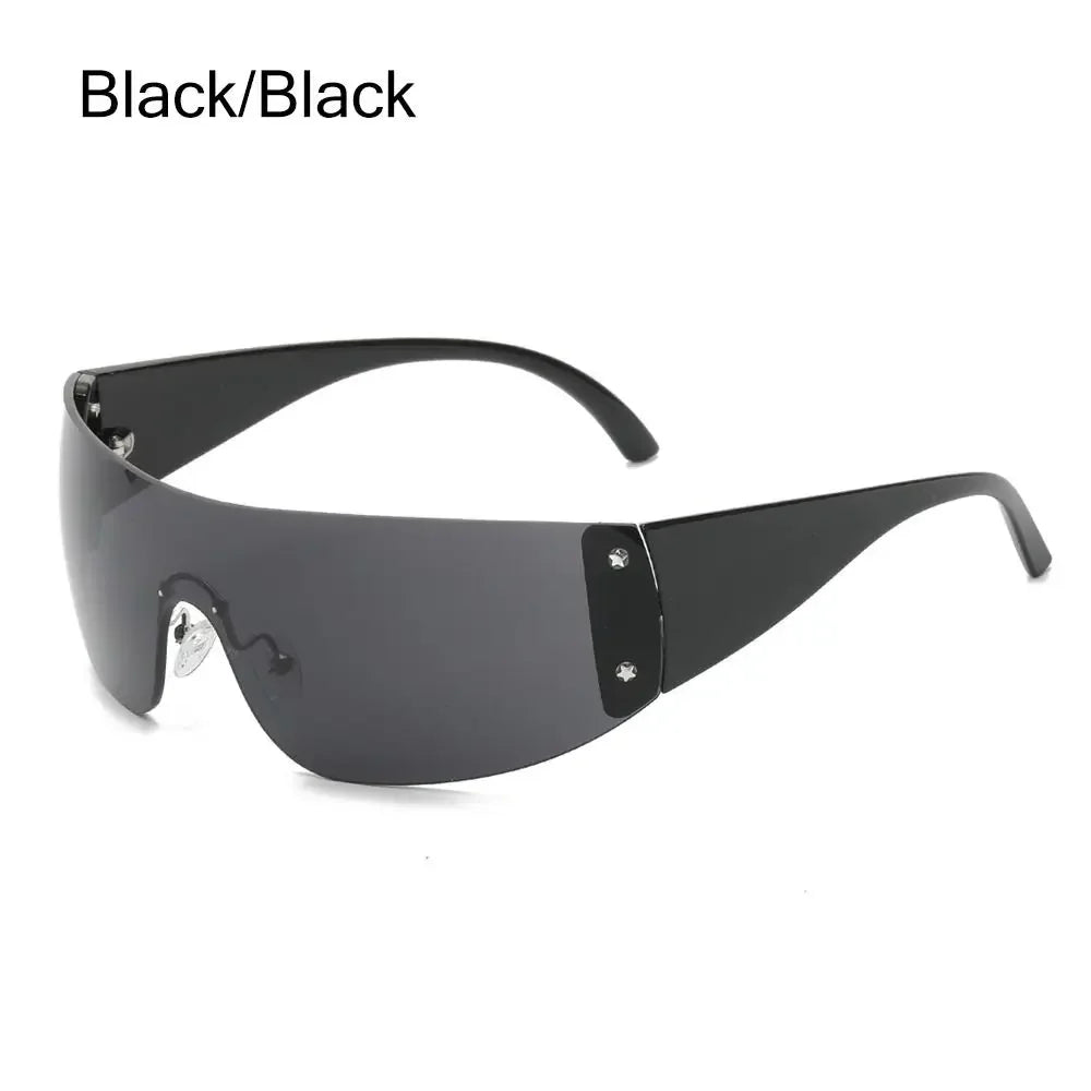 Y2K Rimless Wraparound Sunglasses – UV400 Shield Eyewear for Women & Men