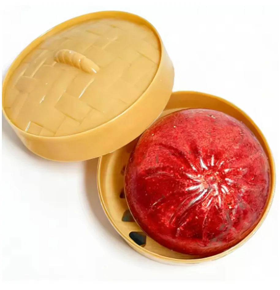 Dumpling Squishy Stress Toy – Slow-Rising Soft Fidget with Mini Steamer