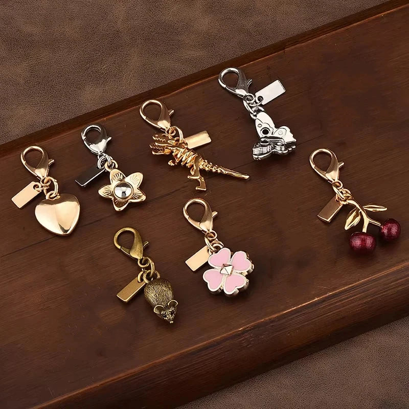 Bear & Cherry Metal Keychain – Gold Keyring for Keys, Bags & Backpacks