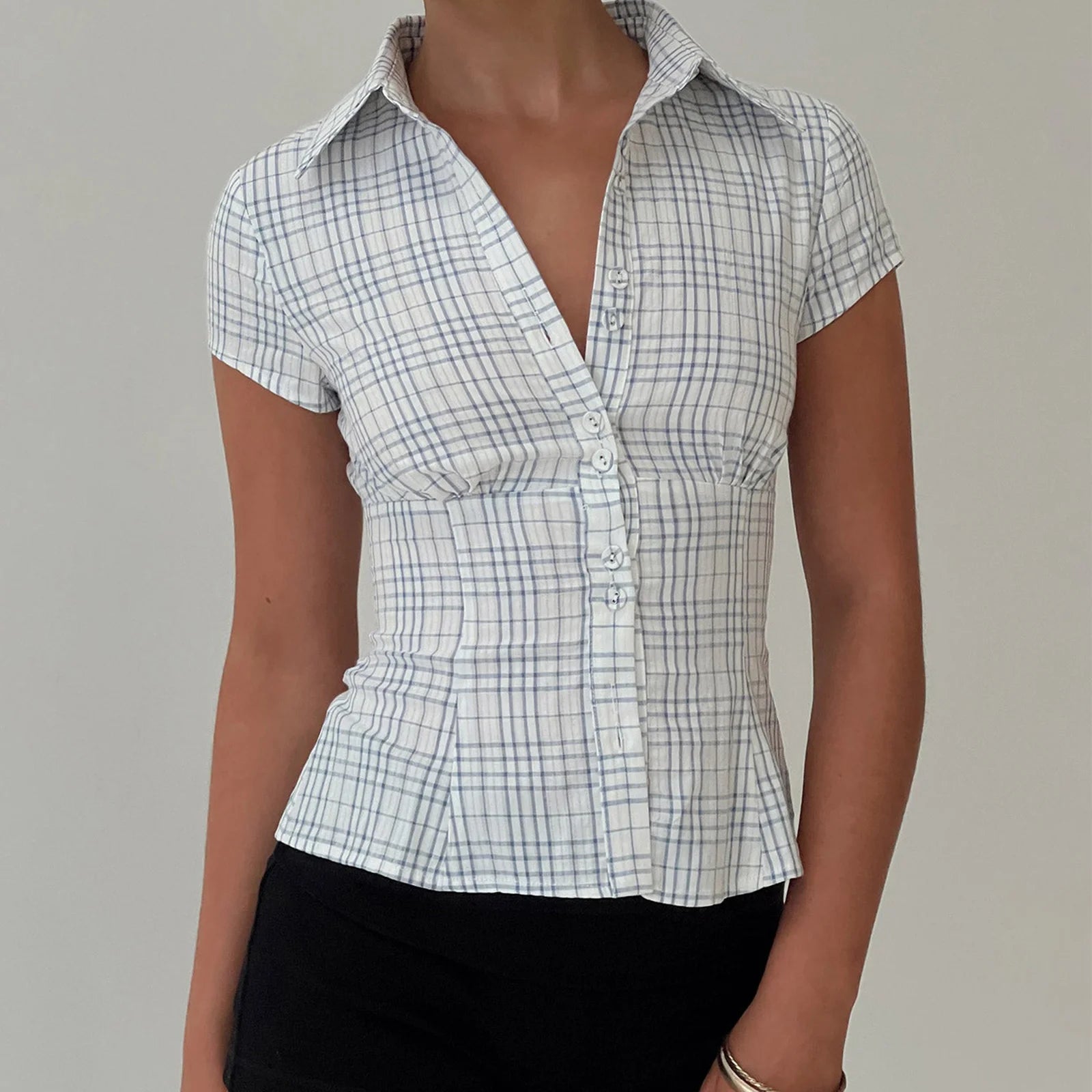 Women’s Y2K Plaid Button-Down Shirt