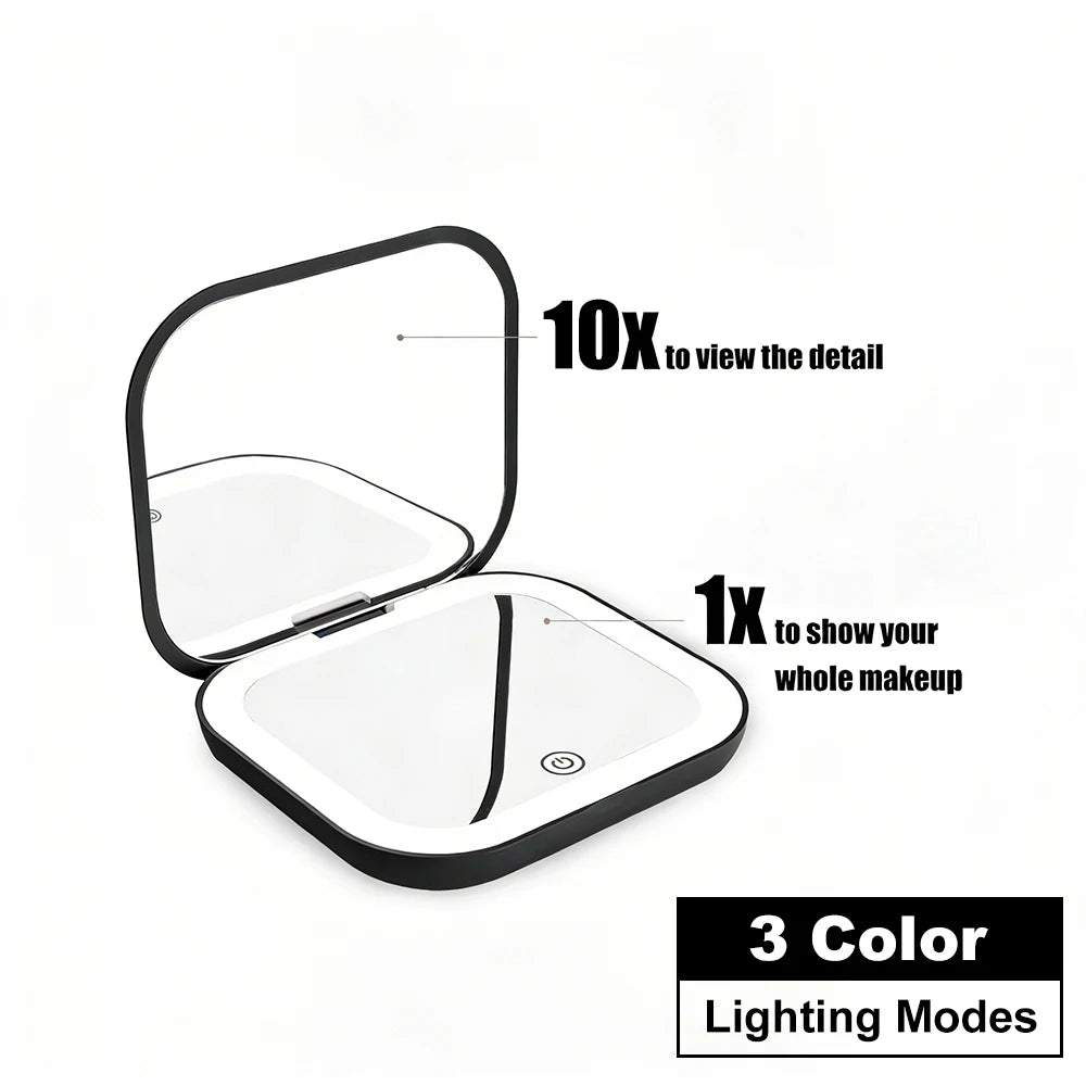 Product Title LED Compact Makeup Mirror with Lights – 1X/2X Magnifying Portable Travel Mirror