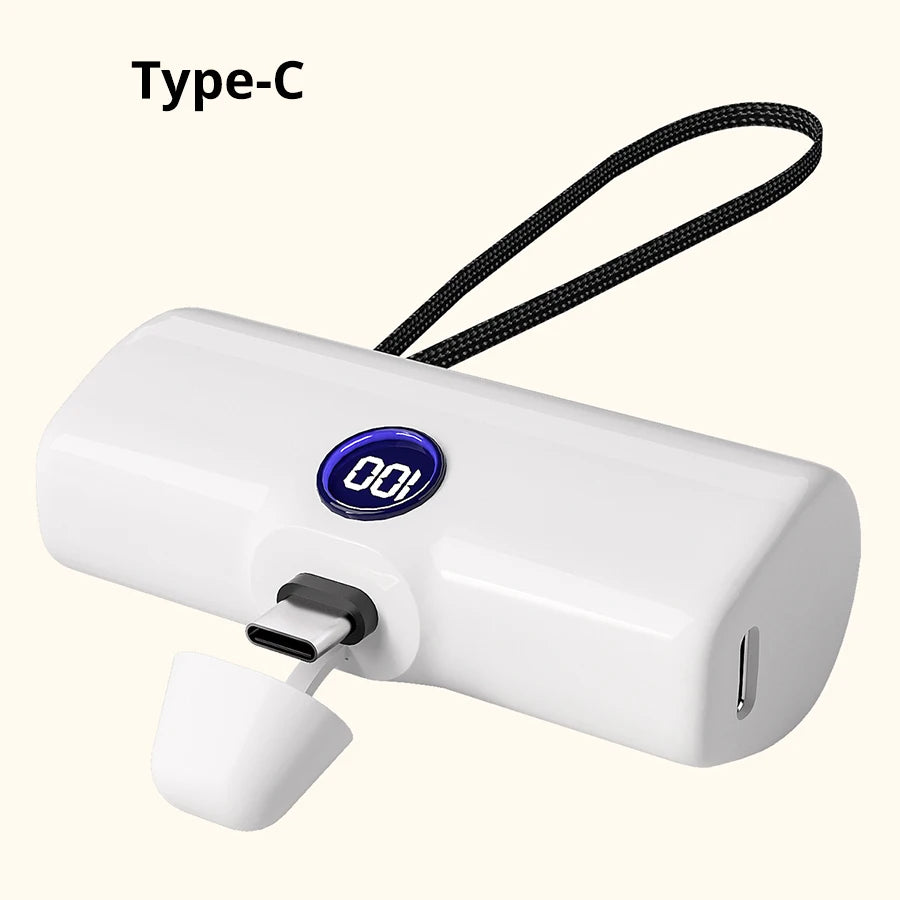 Mini 5000mAh Fast Charging Power Bank | Portable USB-C & Lightning Charger