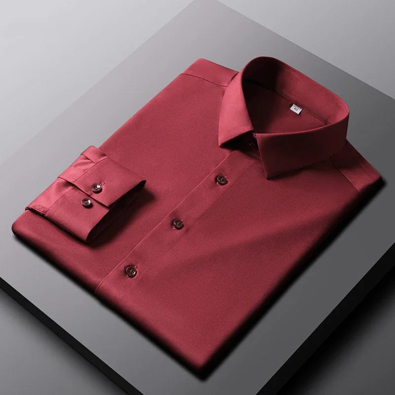AURELLE Men's Long Sleeve Wrinkle-Resistant Casual Shirt – Business Casual Style