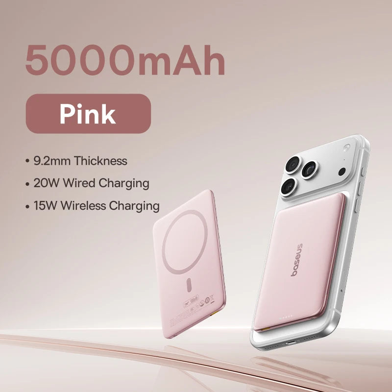 Baseus 5000mAh Magnetic Power Bank | 15W Wireless & 20W USB-C Fast Charging