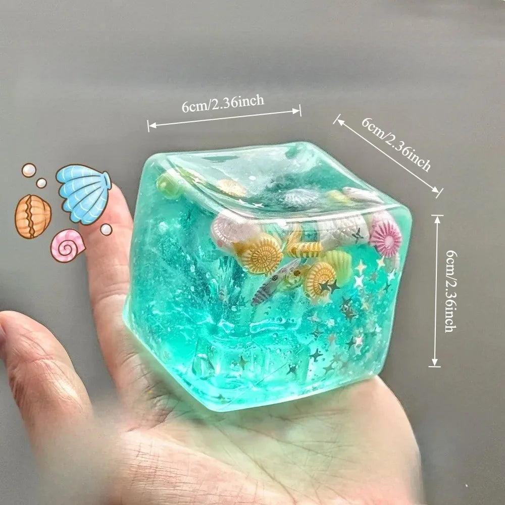 AURELLE Ocean Squishy Stress Ball Cube – Slow-Rising Sensory Fidget Toy